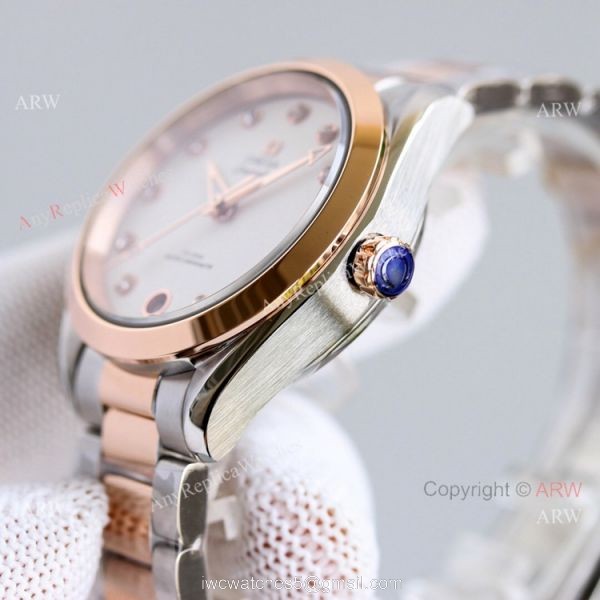 High Quality Replica Omega Constellation Two Tone Rose Gold Ladies Watch 34mm