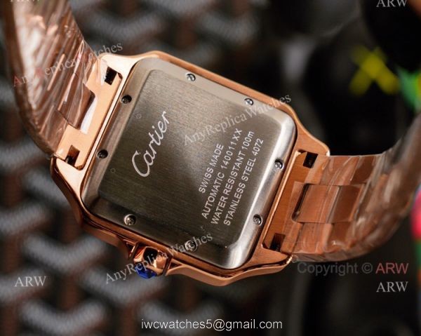 Swiss Quartz Cartier Santos Gold Copy Watch With Diamonds White Dial With Roman Markers