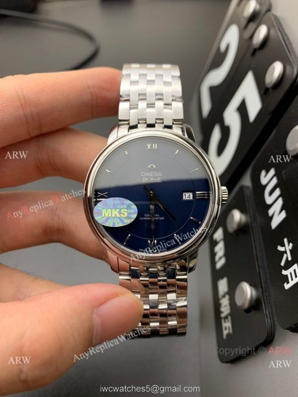 MKS Factory Copy Omega De Ville Prestige Blue Watch Classic Style