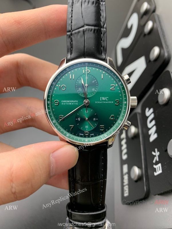 YL Fatcory Swiss Replica IWC Portugieser Green Dial 7750 Watch