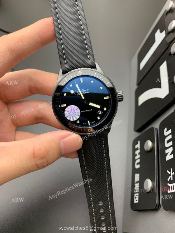 1:1 GF Factory Blancpain Fifty Fathoms Bathyscaphe Ceramic All Black Swiss Replica Watch Automatic