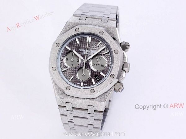 New Audemars Piguet Royal Oak Frosted Gold Chronograph Watch 41mm Black Dial Stainless Steel Bracelet Replica