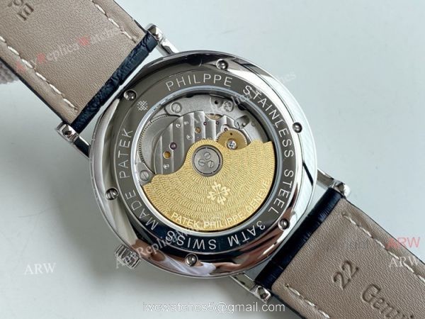 Swiss Grade Patek Philippe Classic Watch Mens Black Dial Black Leater Strap Replica