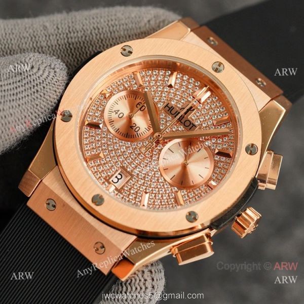 Knockoff Hublot Classic Fusion Diamond Face Rose Gold Watch 43mm