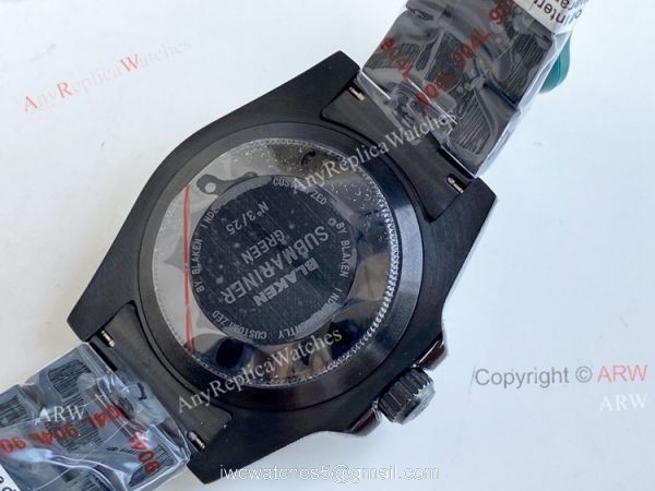 Blaken Rolex Rainbow Submariner All Black Yellow Markers Watch 40mm Replica Asia 2836 Movement