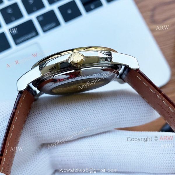 40mm Longines Automatic Watch White Dial Brown Leather Strap High Copy
