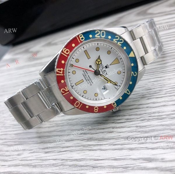 Replica Vintage Rolex GMT-Master 6542 White Face Asia 2836 Rolex Oyster Watch