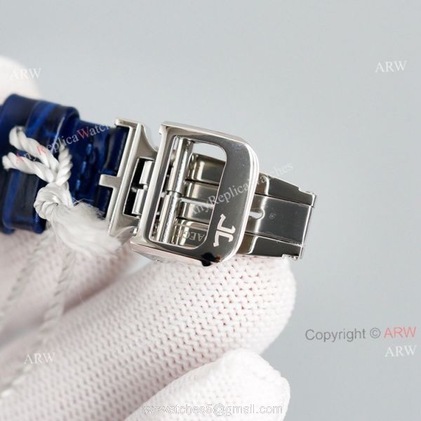 Best Copy White Face Jaeger Lecoultre Rendez-Vous Ladies Watch With Diamonds Blue Leather Strap