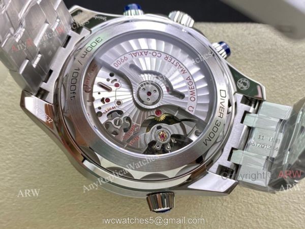 OMF Omega Seamaster With Grey Dial Ss Bracelet Blue Ceramic Bezel High End Replica 44mm