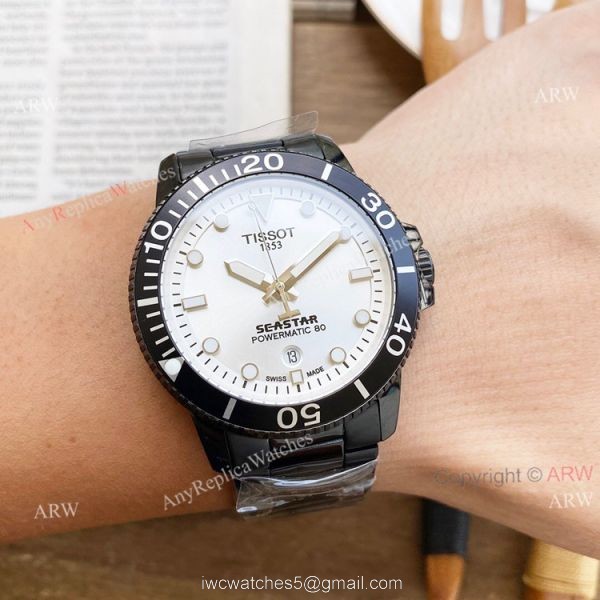 Buy High Quality Replica Tissot Seastar All Black Watch 45mm For Men