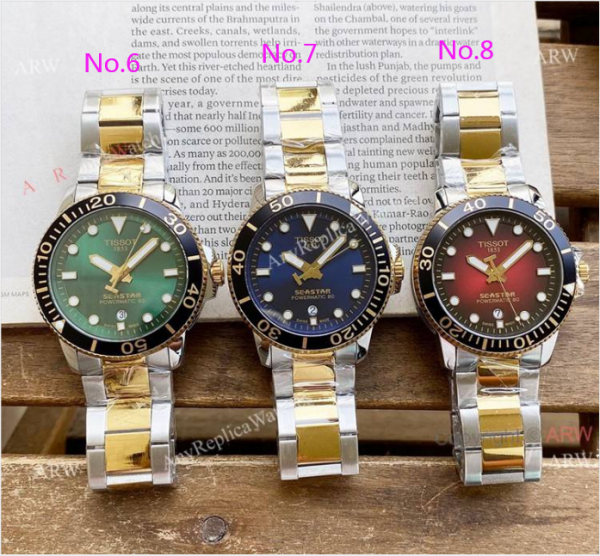 New 45mm Tissot Seastar Black Face Black Rubber Strap Swiss Quality Replica Watch