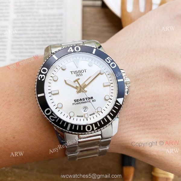 New Tissot Seastar 1853 Blue Face SS Replica Watch For Men 45mm