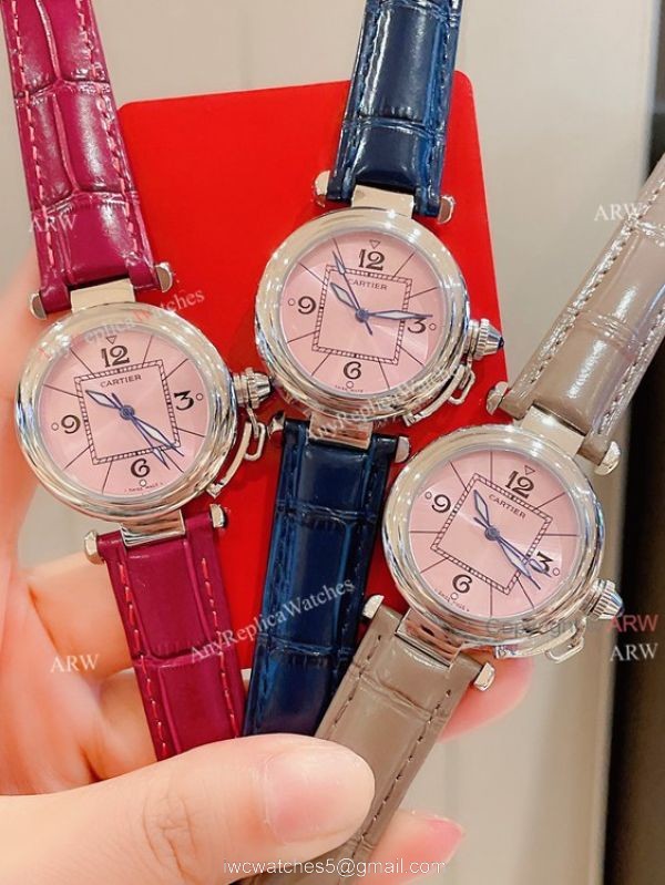 New Cartier Pasha WomenS Watch 35mm Pink Face High End Replica