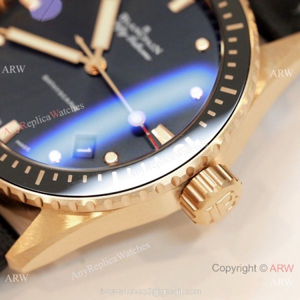 Swiss Grade Replica Blancpain Fifty Fathoms Bathyscaphe GF Factory Cal.1315 Rose Gold Watch