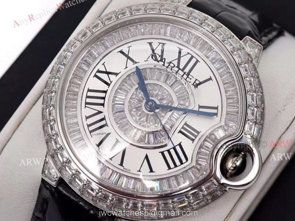 Diamond Cartier Ballon Bleu Watch 42mm High Quality Replica