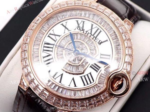Best Replica 42mm Cartier Ballon Bleu Rose Gold Watch With Diamonds