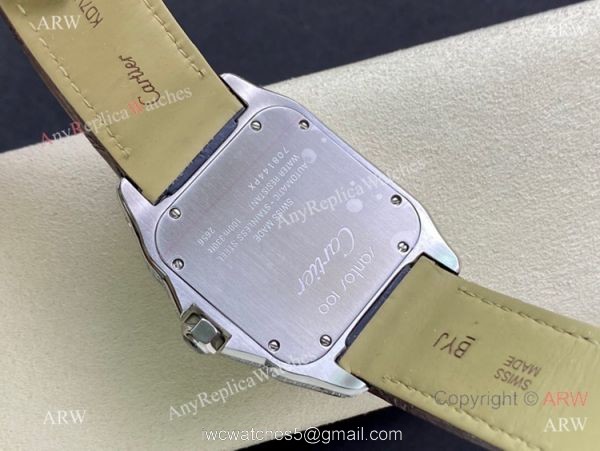 Swiss Quality Iced Out Cartier Santos de Watch Two Tone Rose Gold Sapphire Crystal
