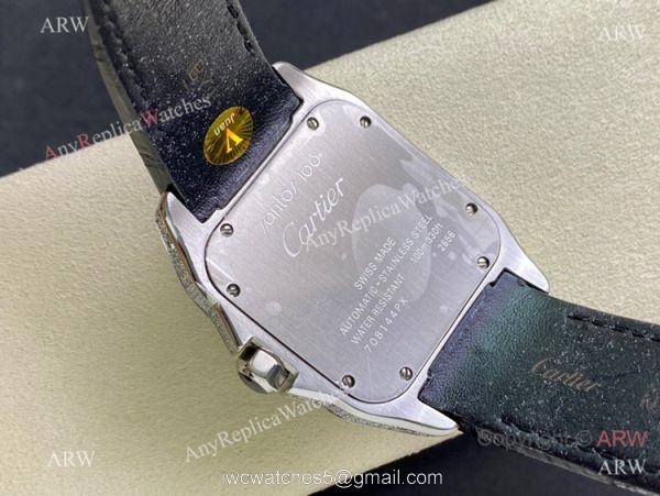 Swiss Quality Iced Out Cartier Santos De Watch Sapphire Crystal