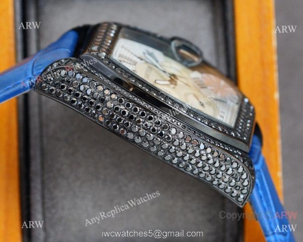 Iced Out Cartier Roadster All Black Watches Leather Strap