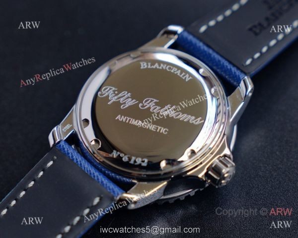 JH Replica Blancpain Fifty Fathoms Swiss Watch Blue Bezel Grey Dial 45mm