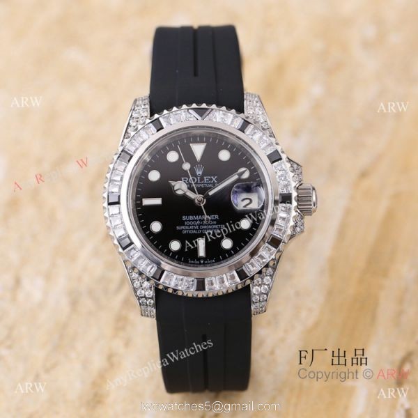 Swiss Quality Rolex Submariner Citizen 8215 Watch Black Dial Rubber B Strap