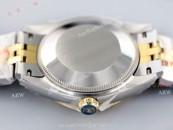 EWF Replica Rolex Datejust Two Tone Jubilee Watch Grey Dial With Diamonds VI Markers