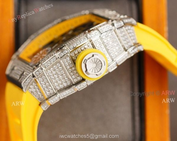 (RM Factory) Clone Richard Mille RM035-01 Orange Rubber Strap Knockoff Watch With Diamonds