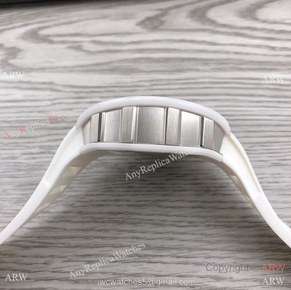 RM Factory Richard Mille RM055 White Ceramic Watch White Rubber Strap