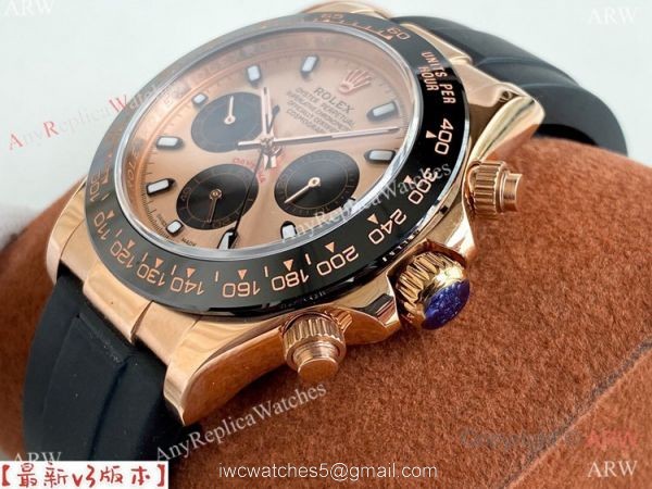 Copy Rolex Daytona A7750 Oysterflex Watch White Dial Rose Gold