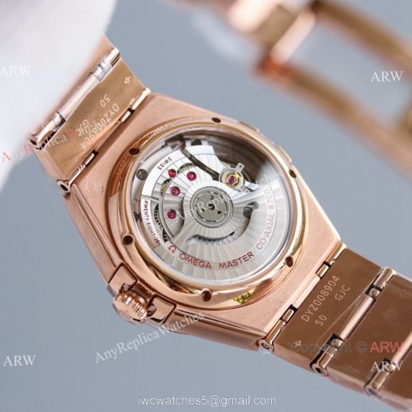Swiss Copy Omega Constellation 8700 Automatic Watch 29mm Rose Gold Diamond