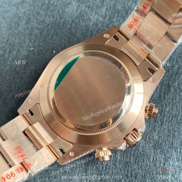 Replica Watch JVS Factory Rolex Iced out Daytona Watch 904L Rose Gold 7750 Movement