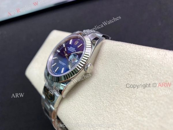 Replica Clean Factory Rolex Datejust Blue Dial 41mm Fluted Bezel Oyster Watch
