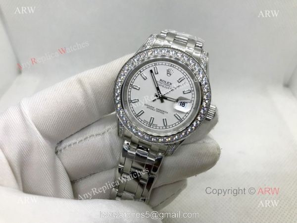Swiss 2836 Rolex Pearlmaster Stainless Steel 34mm Replica Watch