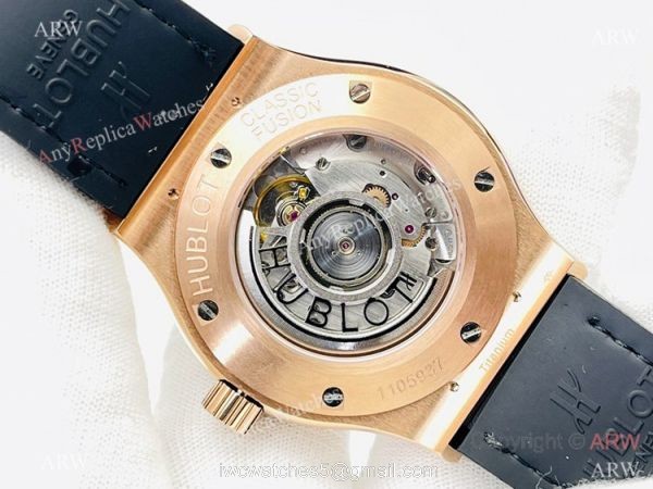HB V3 version Hublot Classic Fusion Iced Out Watch Rose Gold Gray Dial Super Clone HUB1213 Movement