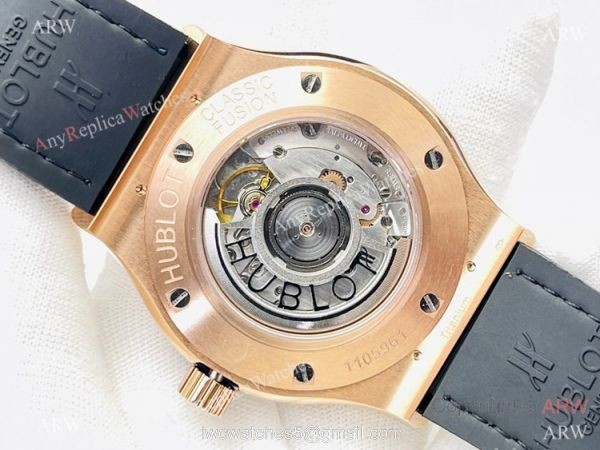 HB V3 version Hublot Classic Fusion Watch Iced Out Rose Gold Blue Dial Super Clone