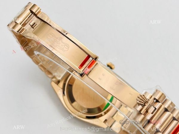 EW Factory V2 Super Clone Rolex Rose Gold DayDate 40 EWF 3255 White MOP Rose Gold Bracelet with nfc card