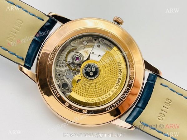 2021 New! MK Factory V4 Vacheron Constantin Patrimony 40mm Watch Rose Gold Blue Dial