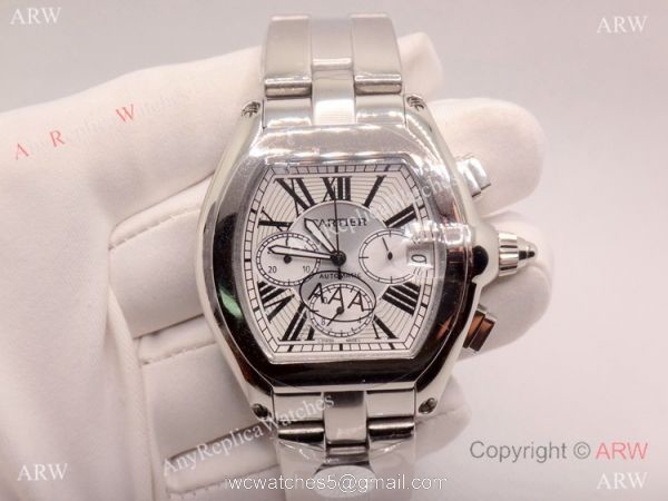 Clone Cartier Roadster de Stainless Steel Chronograph Watch 45mm Swiss Grade Case