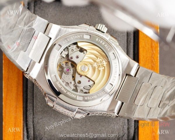 AAA Grade Iced Out Patek Philippe Nautilus Swiss 9015 Watch Full Diamond