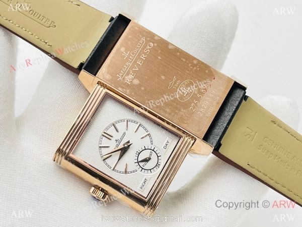 (ANF ) Swiss Grade One Jaeger-LeCoultre Reverso Duoface 29mm Watch Rose Gold Rhodium Gray Face