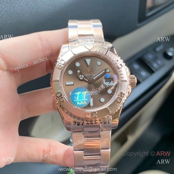 Swiss Quality Rolex Yachtmaster Citizen 8215 Watch 904l Rose Gold Chocolate Dial