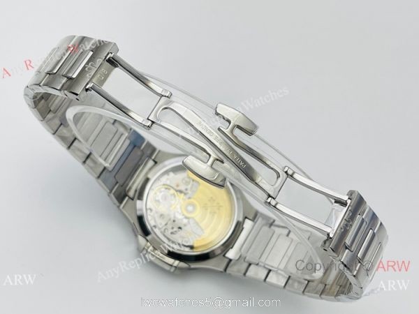 3K Factory 1:1 Replica Patek Philippe Nautilus Ladies 34 Watch Silver Steel Gray Dial