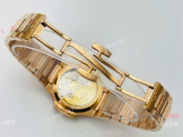 3K Factory 1:1 Replica Patek Philippe Nautilus Rose Gold Ladies Diamond Watch 34mm