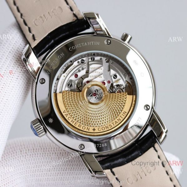 Swiss Copy Vacheron Constantin Malte Patrimony 31-Day Retrograde 47245 watch White Dial Leather Strap