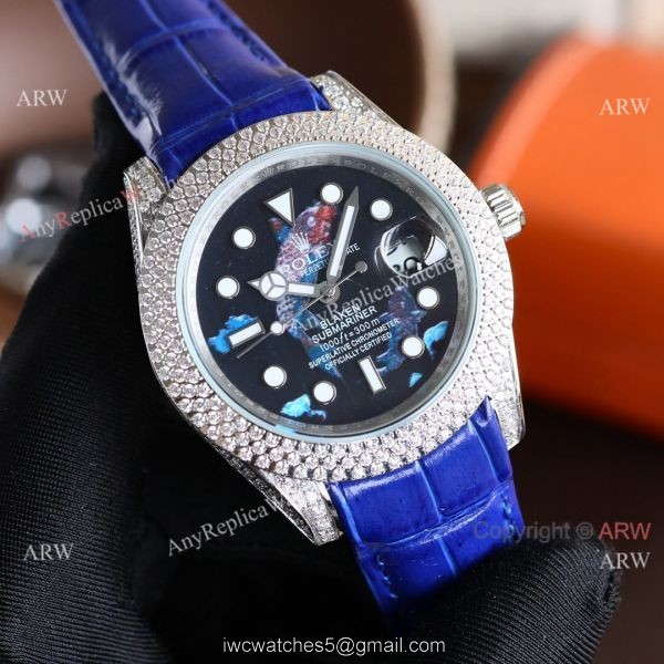 2022 New Updated Rolex Submariner Diamond Bezel Black Face Citizen 8215 Watch