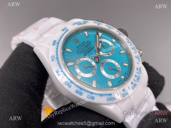 2022 New! AET Remould &8216;Abu Dhabi Sapphire Rolex Daytona Noob 4130 Baby blue Face Watch