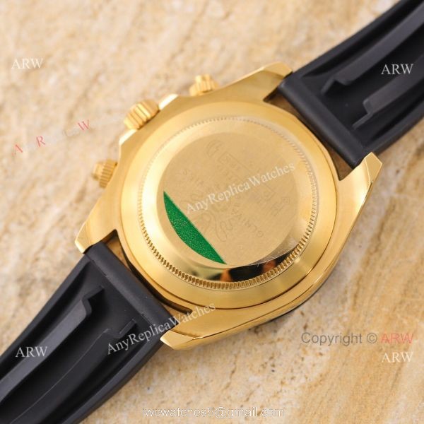 Knock-off V3 Rolex Daytona 43MM White Face Gold Case Rubber Strap Watch
