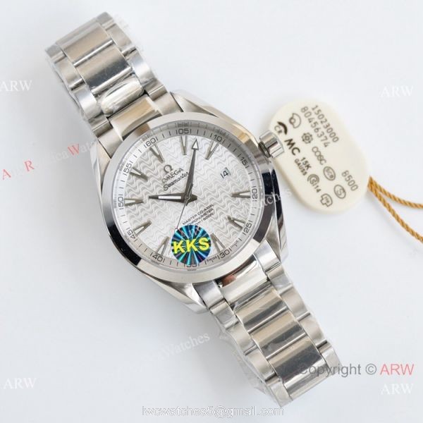 Swiss Quality Omega Aqua Terra 150m Citizen 8215 Watch Silver Wave Dial