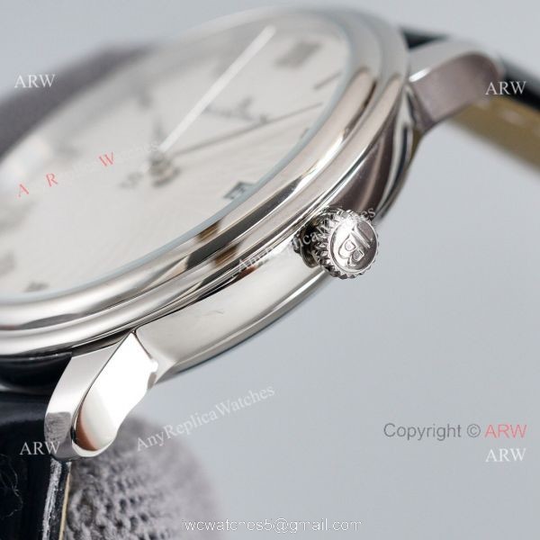 Replica Blancpain Villeret White Dial Leather Strap 40MM Watch With Roman Markers