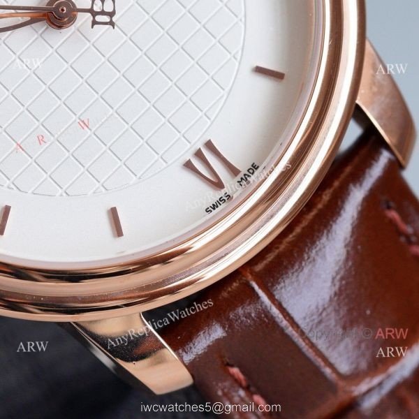 Copy Blancpain Villeret Rose Gold Case Watch With Roman Markers Brown Leather Strap